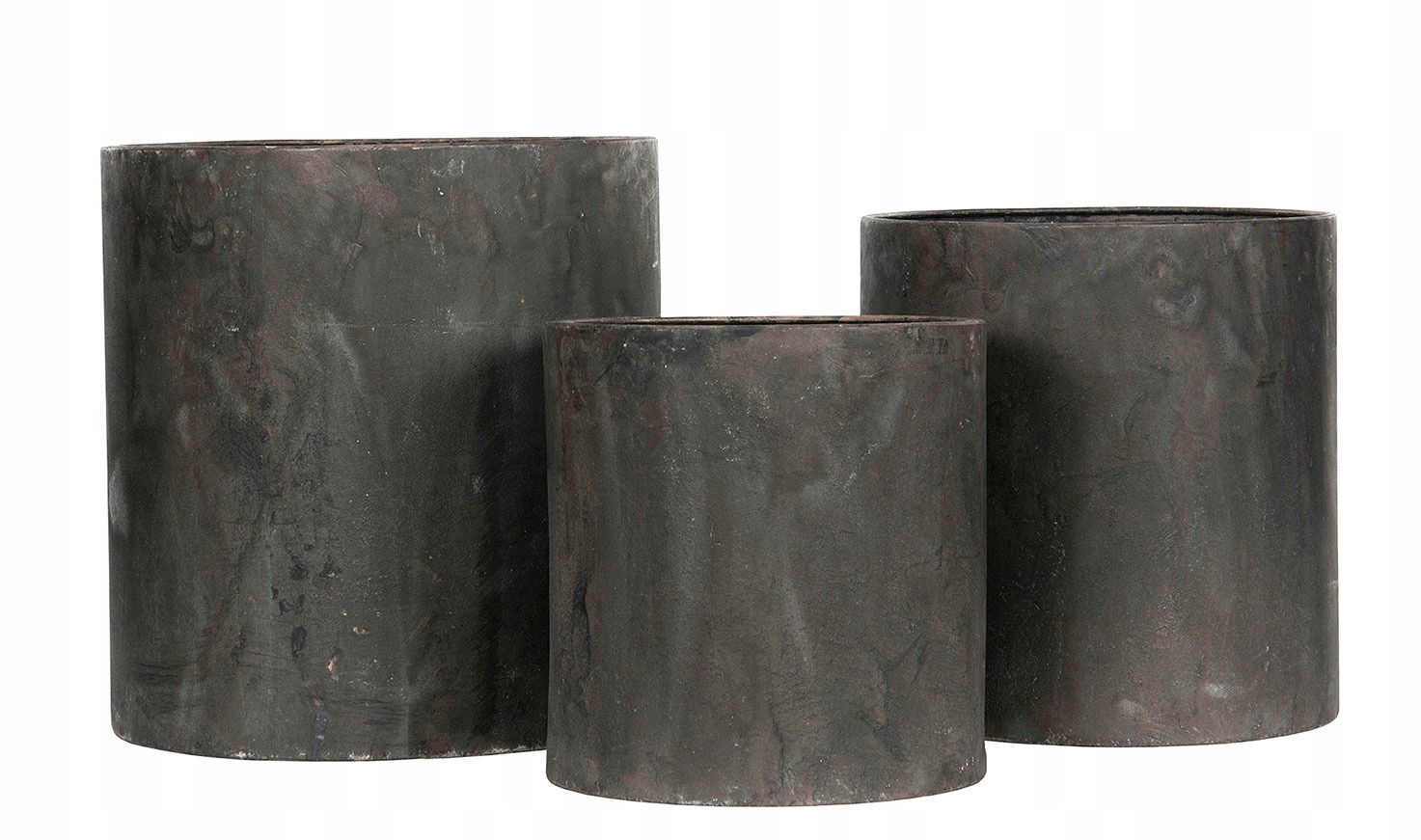 3 ks Kvetináč Nyla XL čierny kovový