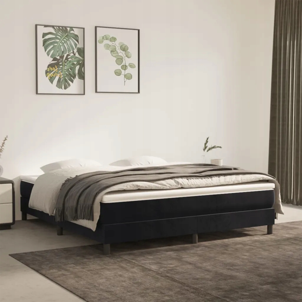 Box spring postel s matrací černá 180x200 cm samet Černý 3144347