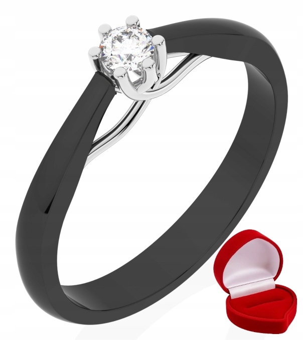 Zlatý Prstýnek 585 14k Brylant 0,09 ct Černé Zlato R19