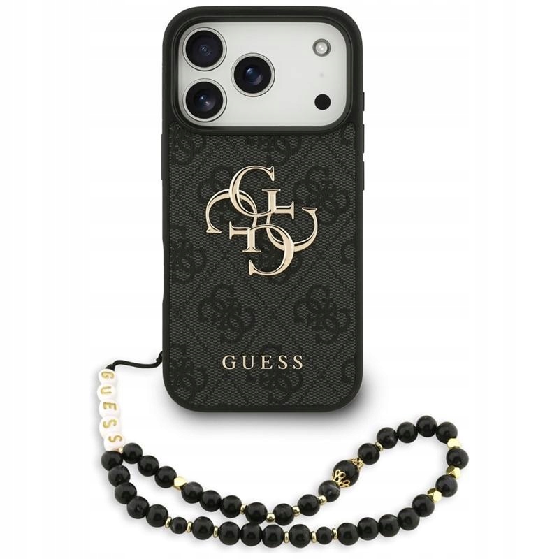 Pouzdro Guess pro iPhone 17 Pro Originální Saffiano Černé Módní s přívěskem