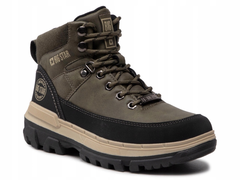 pro mládež boty Big Star KK274220 trapery zimní vysoké boty khaki 37