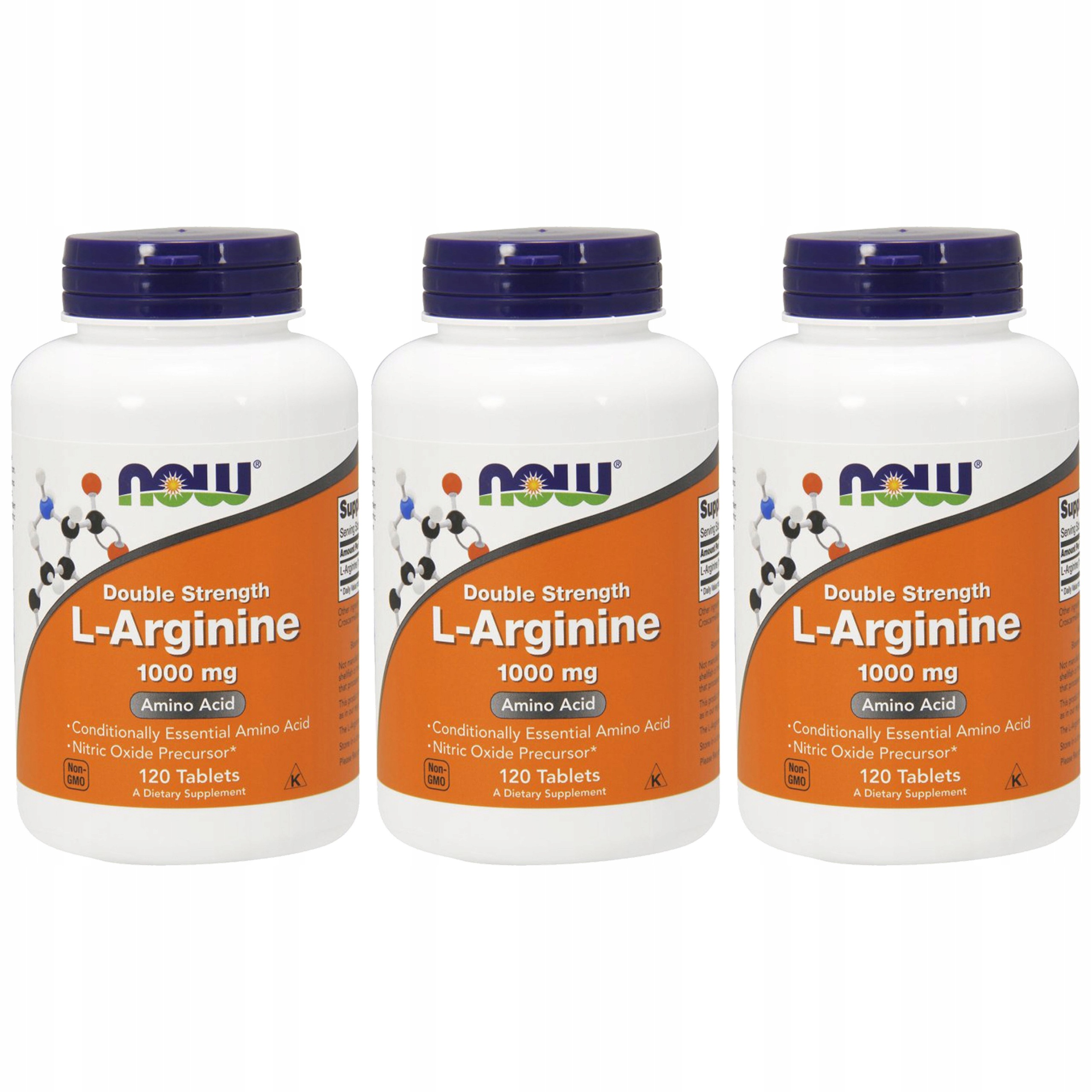 3x Arginin Now Foods L-Arginin 1000 mg 120 tablet Libido Síla Trénink