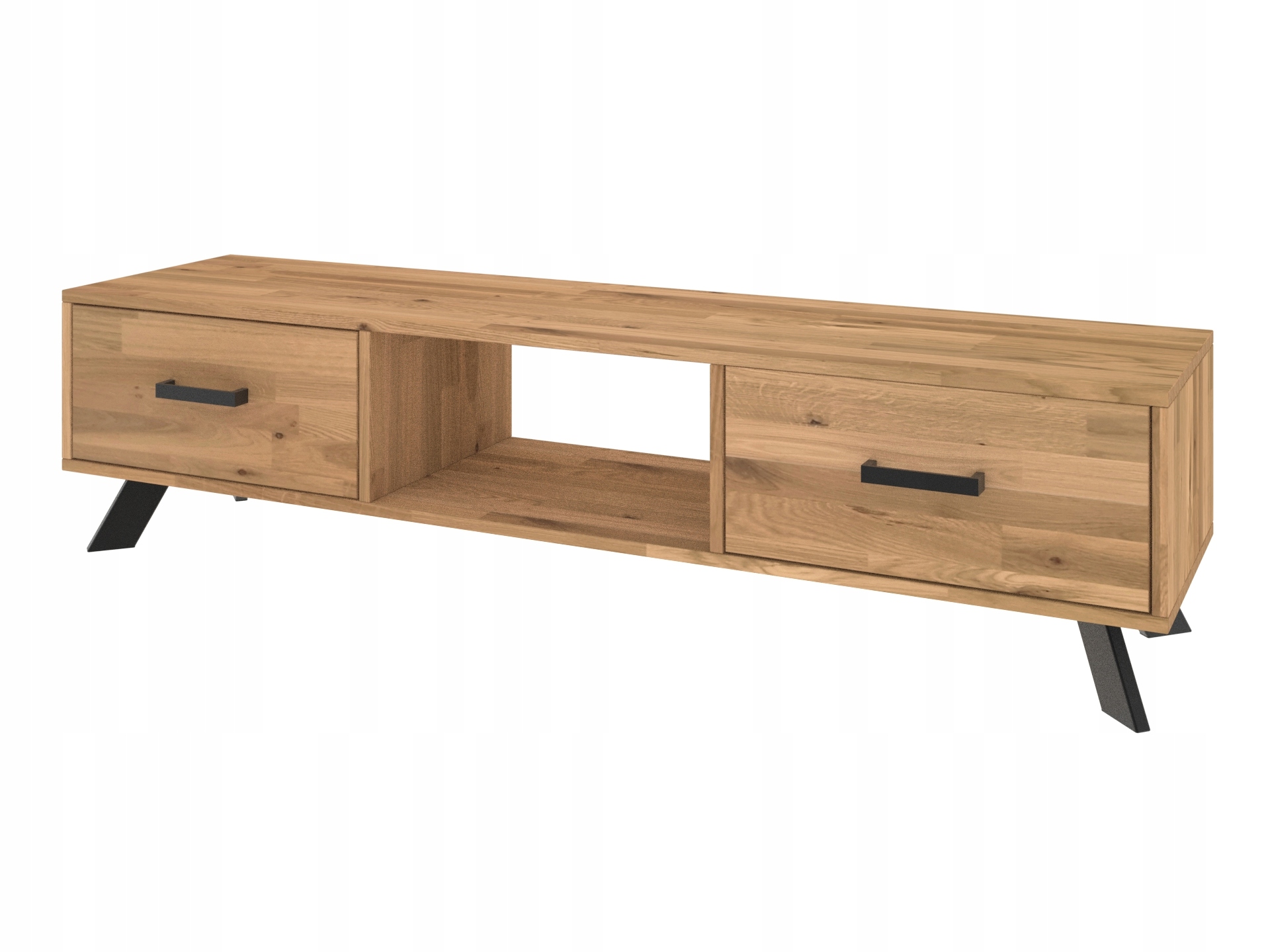 Dubová Rtv skříňka Toledo s loftovými zásuvkami na kovových nožkách 39x160x40