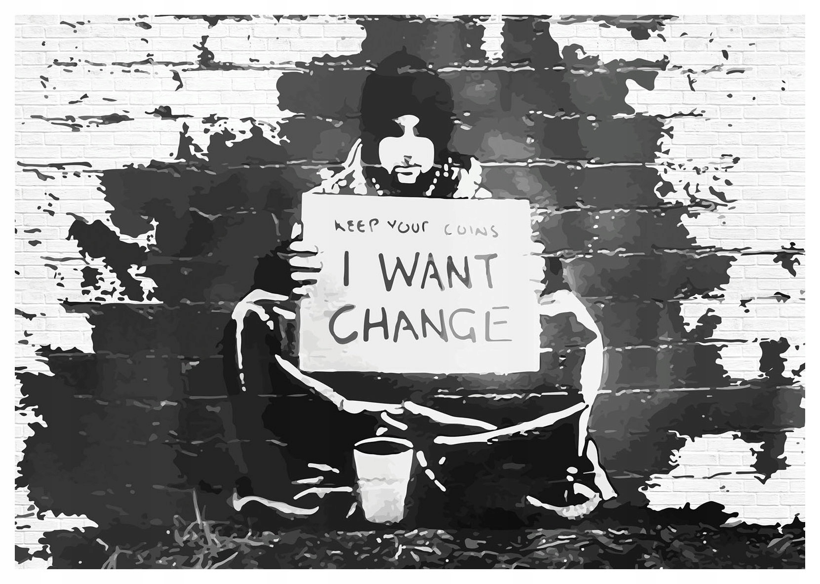 Vliesová fototapeta Cihla Protest Change Černobílá 350x250 lepidlo