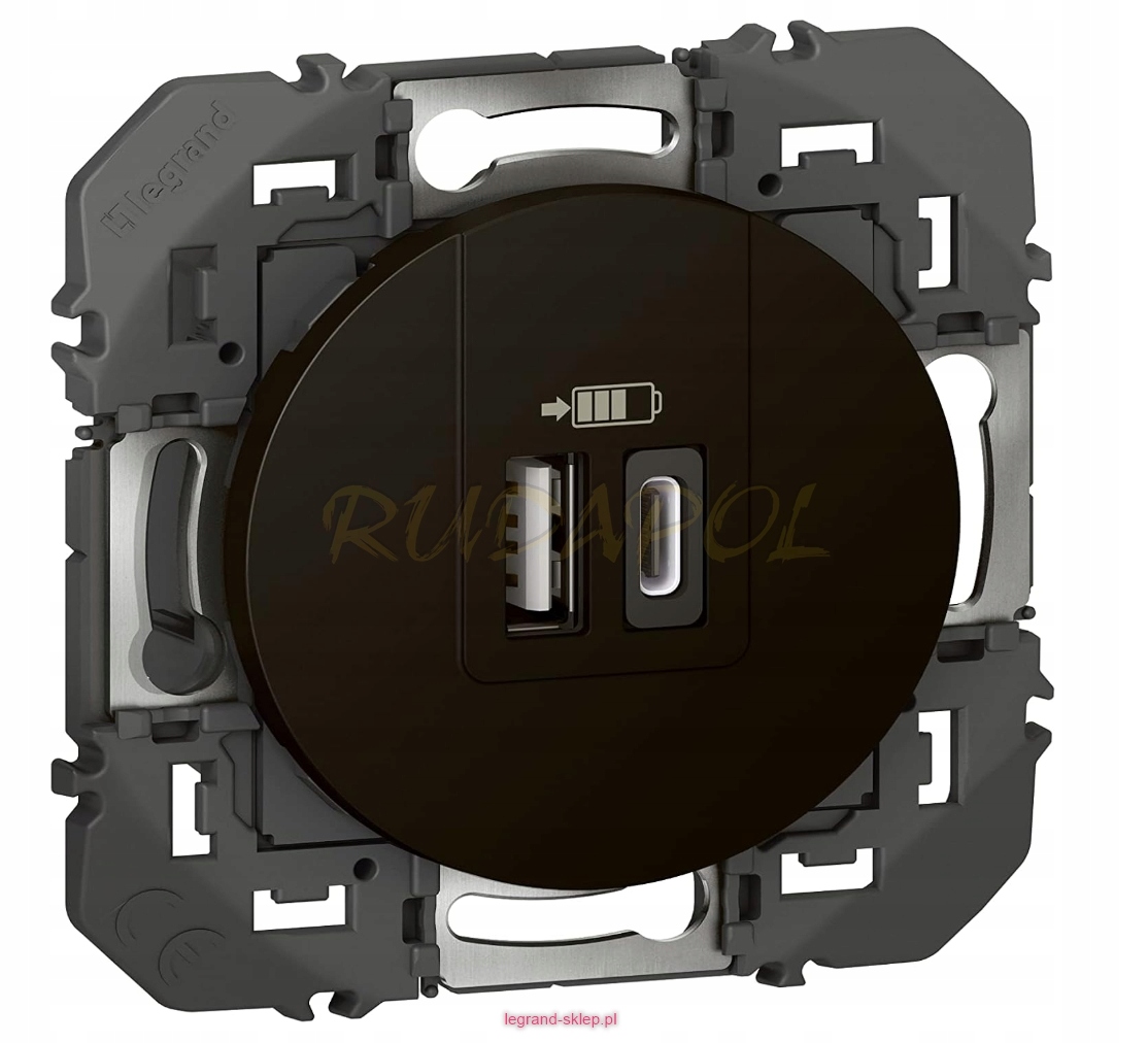 Legrand Dooxie Gniazdo 2 x Usb Typ-A+Typ-C czarne