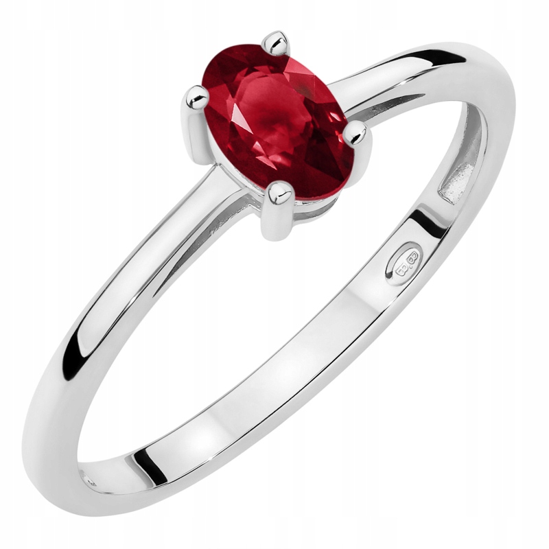 Zlatý Prstýnek Zásnubní pr. 585 s oválným granátem 0.50 ct 14k