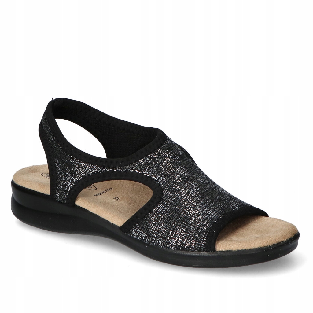 Dámské ploché elastické sandály Sanital Flex černé se vzorem 37