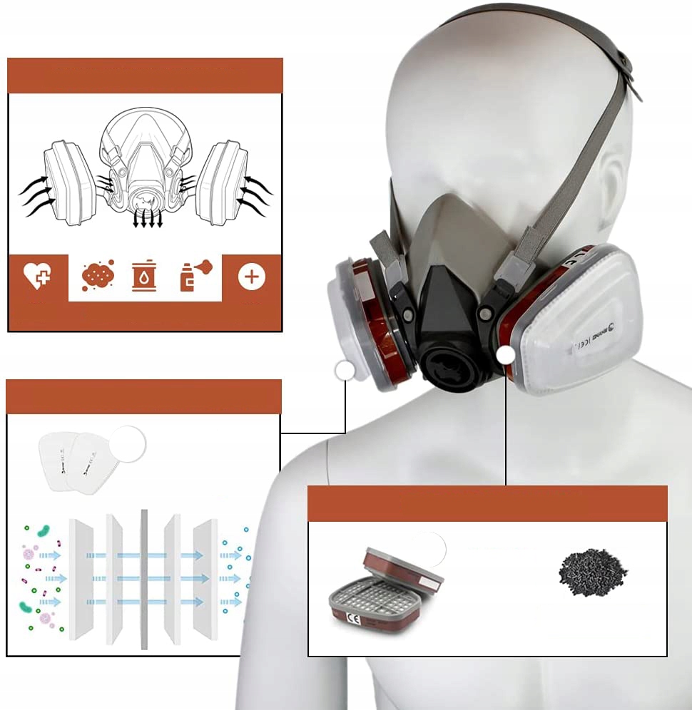 MASKA LAKIERNICZA Półmaska 6200 KOMPLET ZESTAW Model półmaska