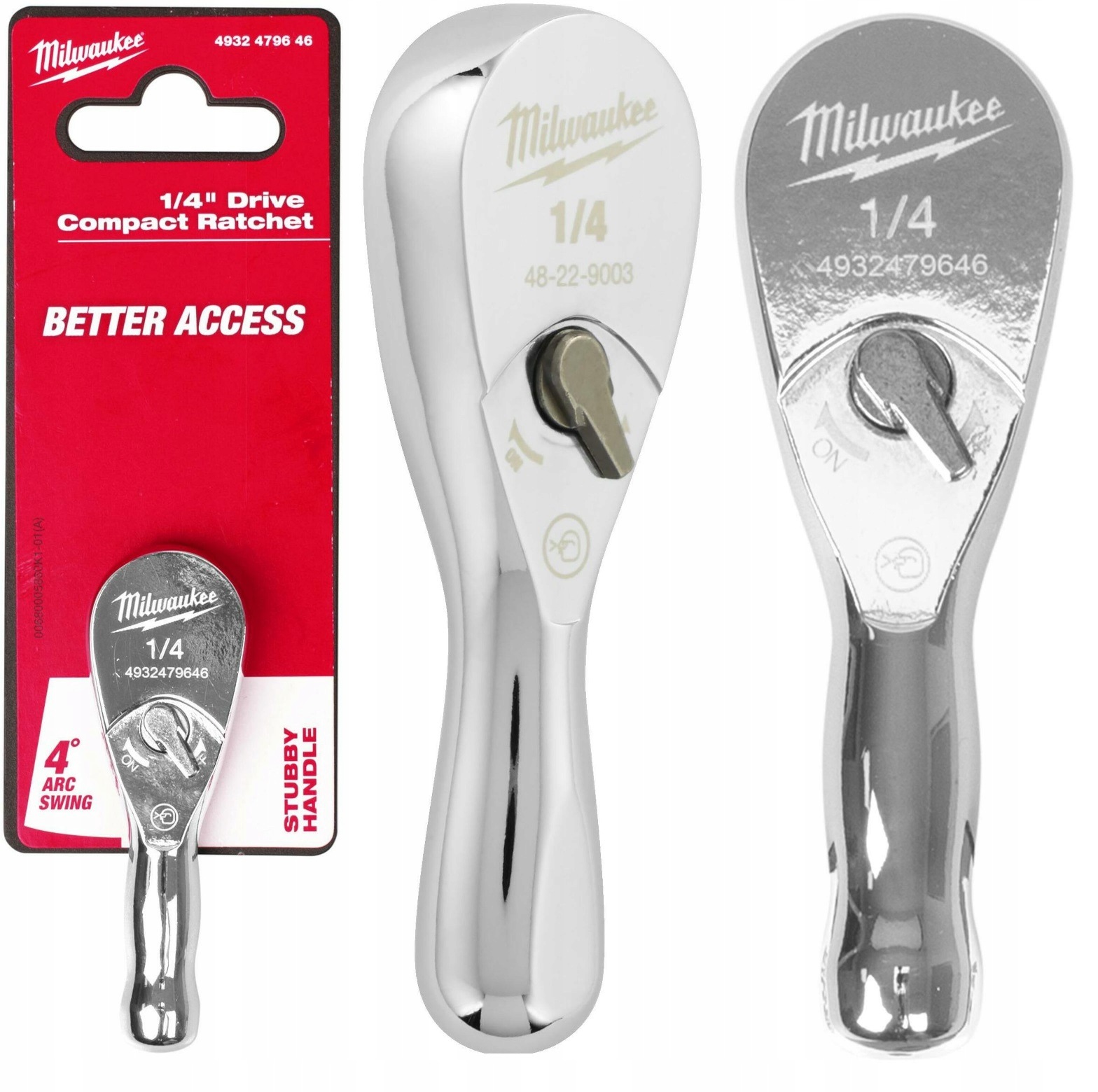 Milwaukee Grzechotka Klucz Mała Kompaktowa 1/4" 76mm 90 Zębów 4932479646