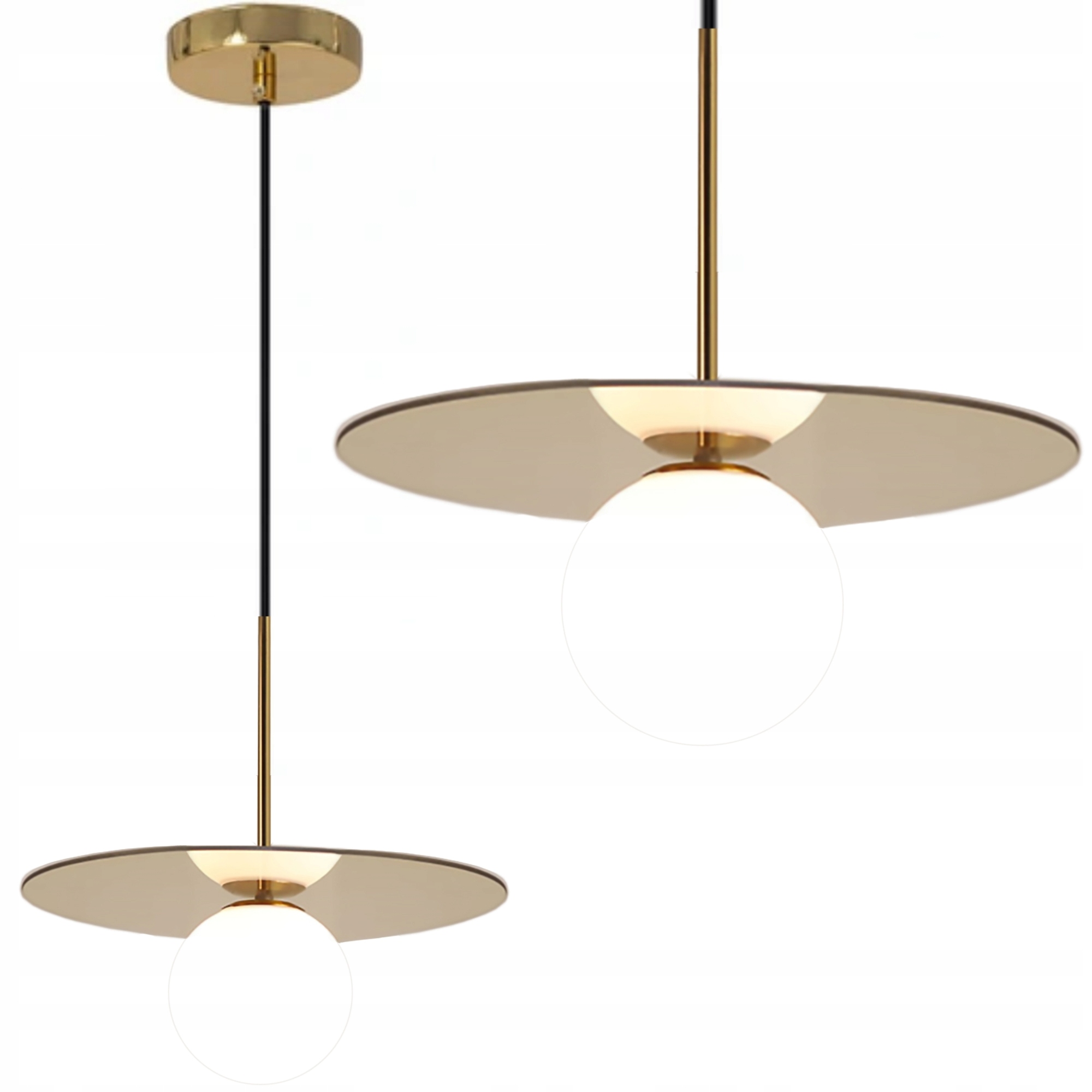 

Lampa Wisząca Nowoczesna Złota Biały Szklany Klosz
