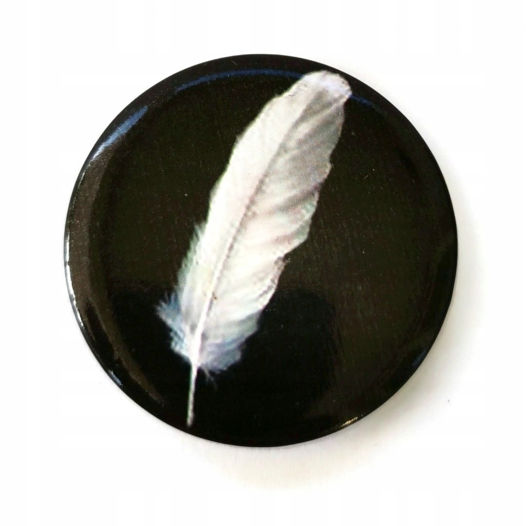 

Przypinka Pióro Ptaka Białe Na Czarnym Buton Pin