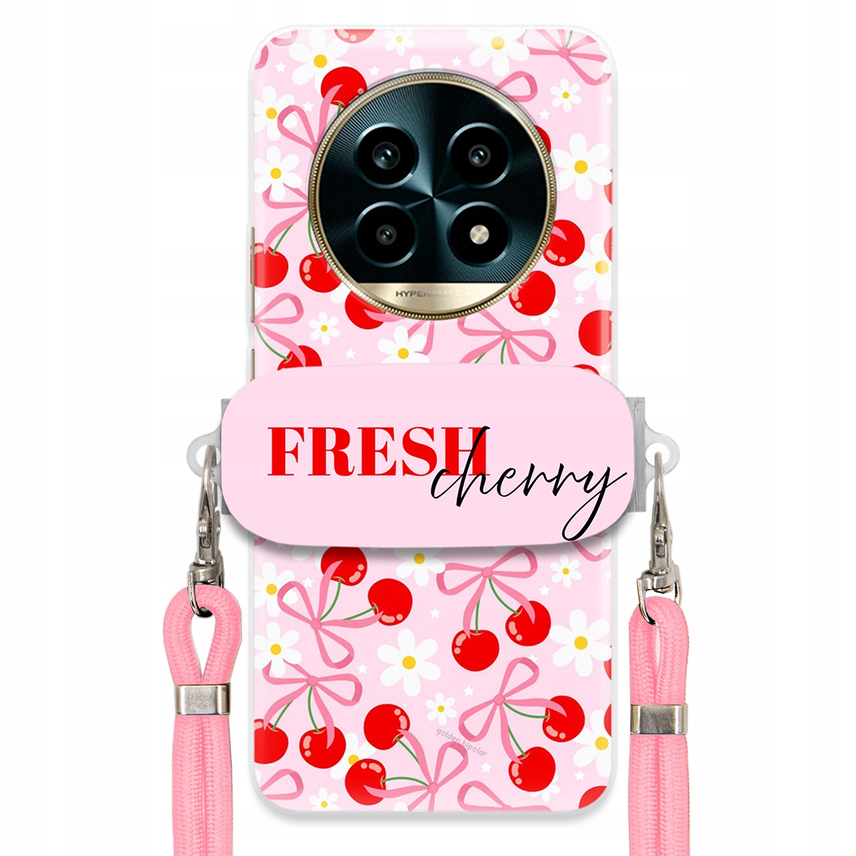Puzdro pre Realme 13 Pro Plus 5G Case Držiak šnúrok Ružový Fresh Cherry Kokardy