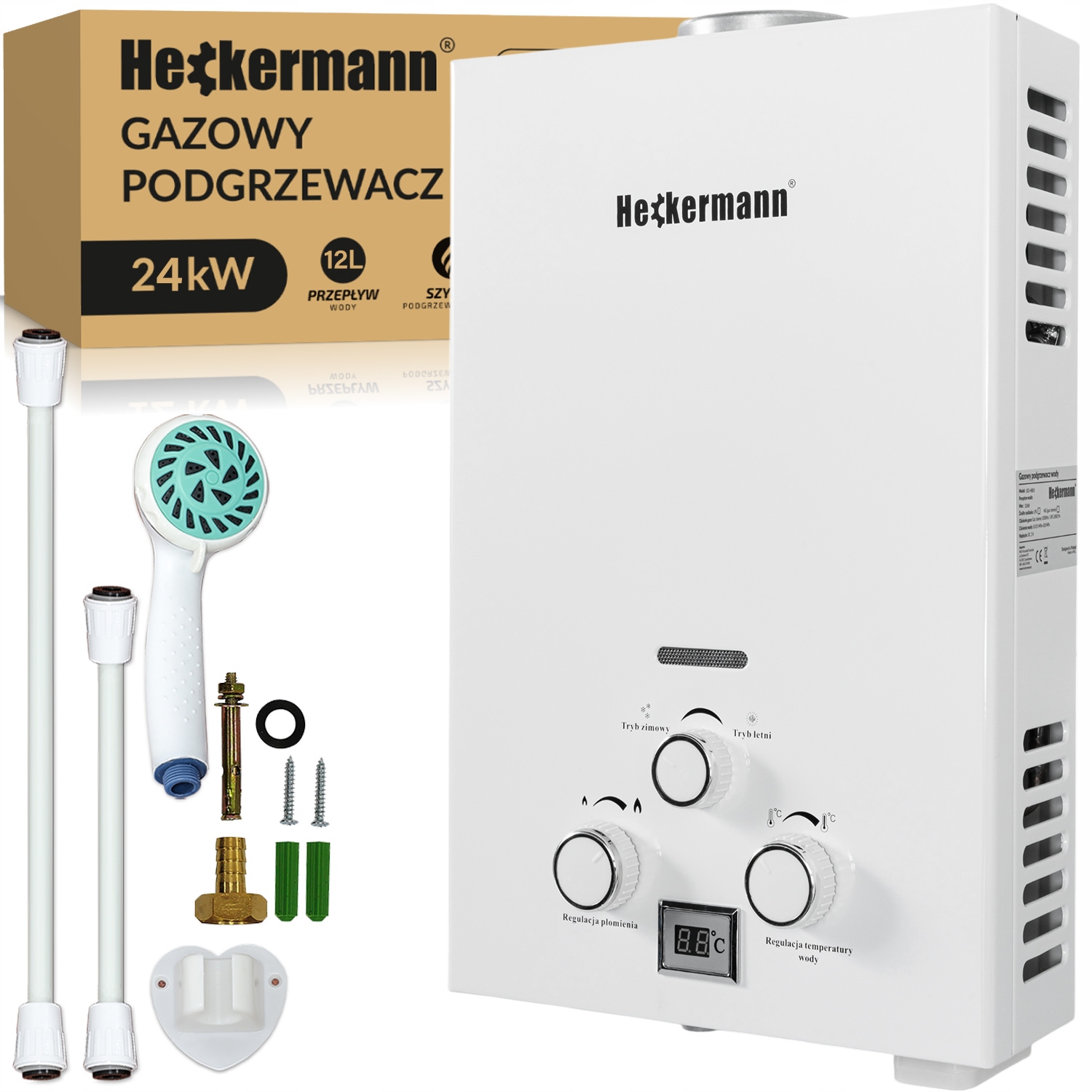 Prietokový Ohrievač Vody Plynový Bojler Na Zemný Plyn Siete Ng 12L 24KW