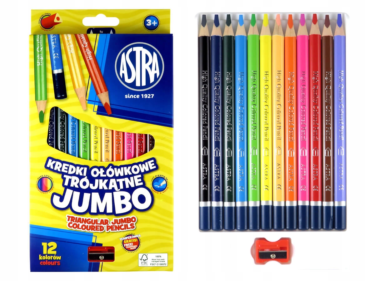 

Grube Kredki Trójkątne Jumbo Astra 12 Szt