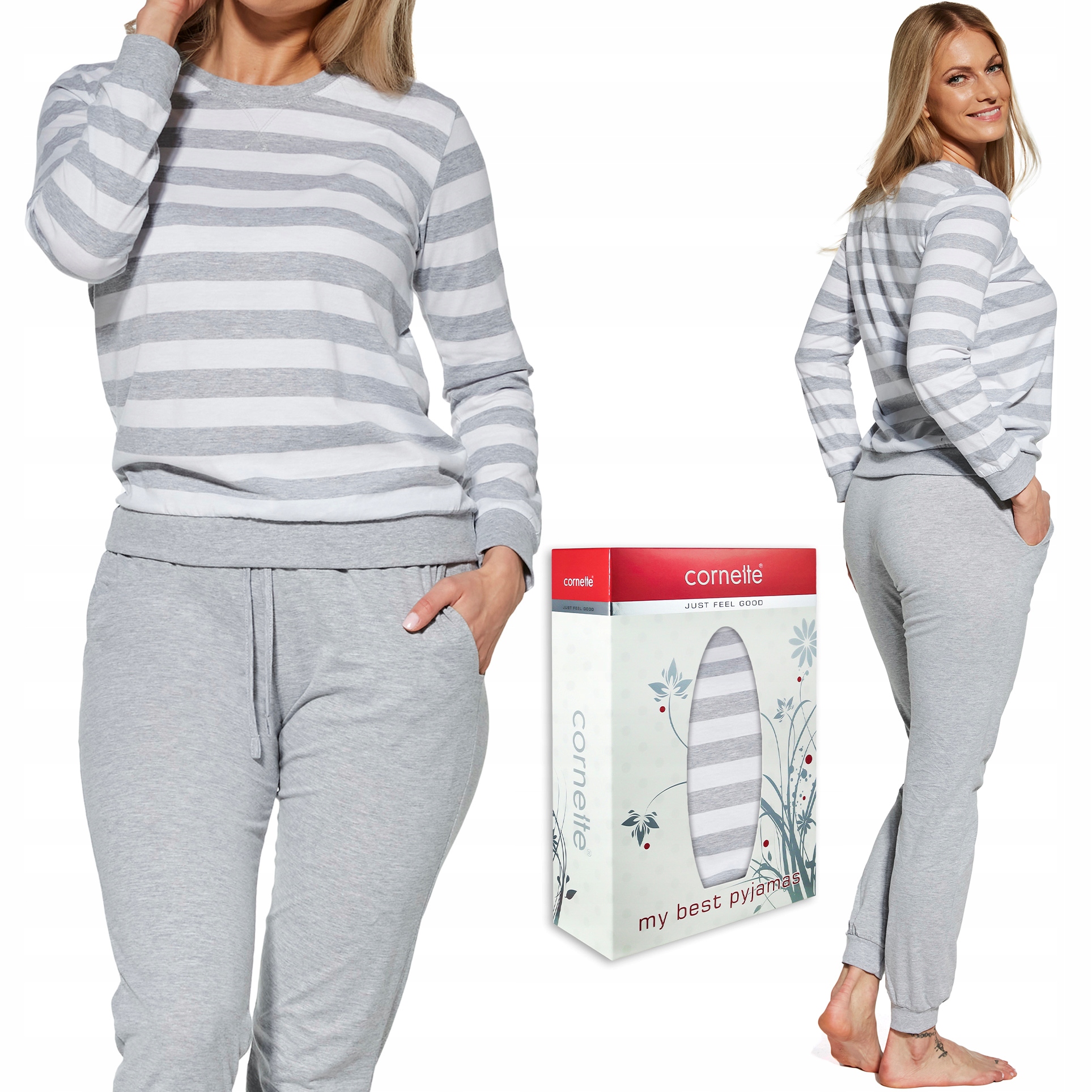 Dámské bavlněné dlouhé teplákové pyžamo Cornette Molly 634/30 XL