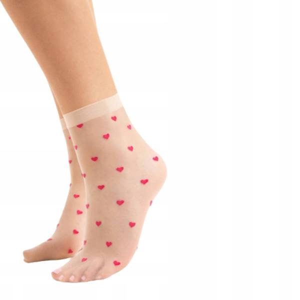 

Pudrowe skarpetki w serduszka Fiore Crush 20 den