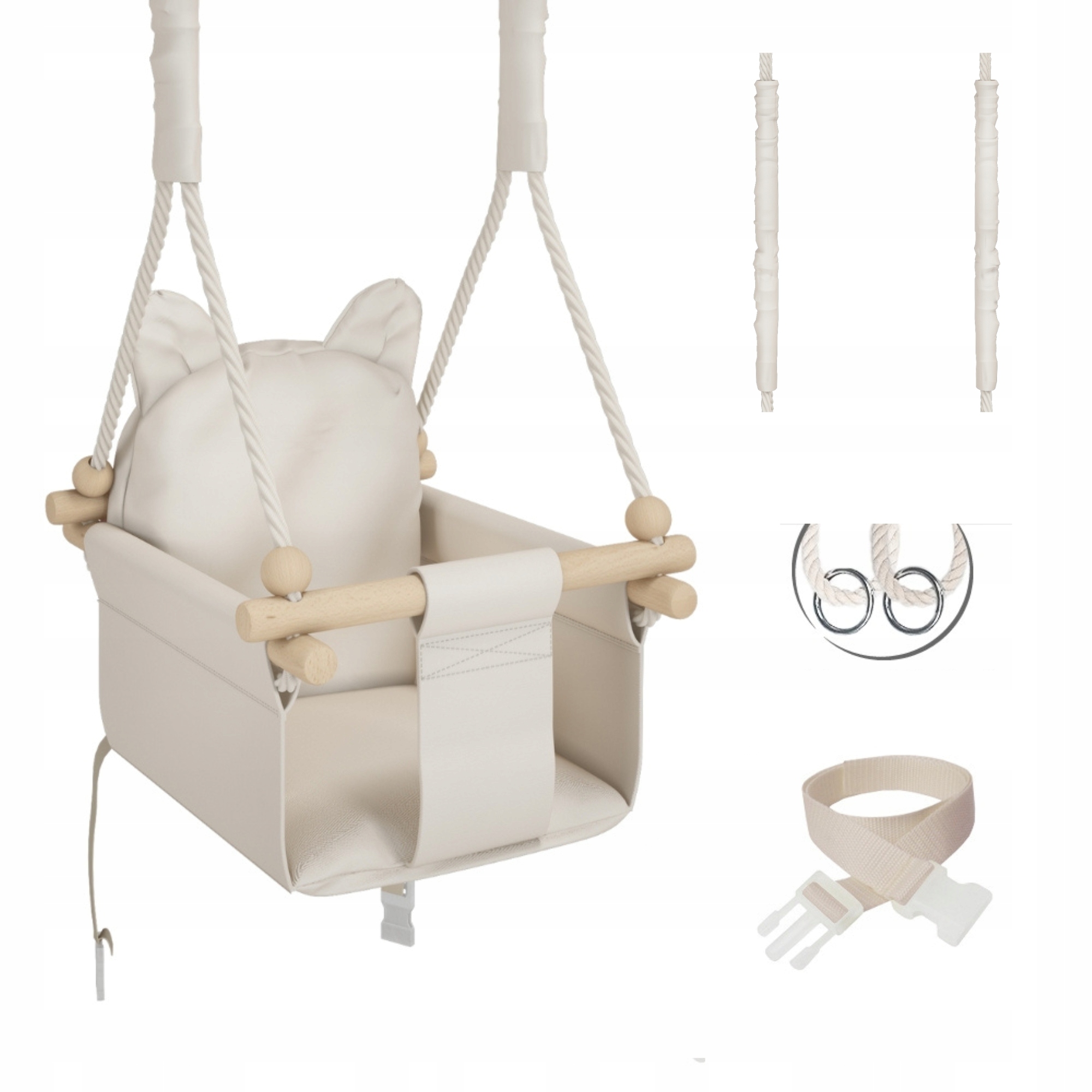 HUŚTAWKA DLA DZIECI z oparciem MIŚ + PAS BEZPIECZEŃSTWA - do domu i ogrodu