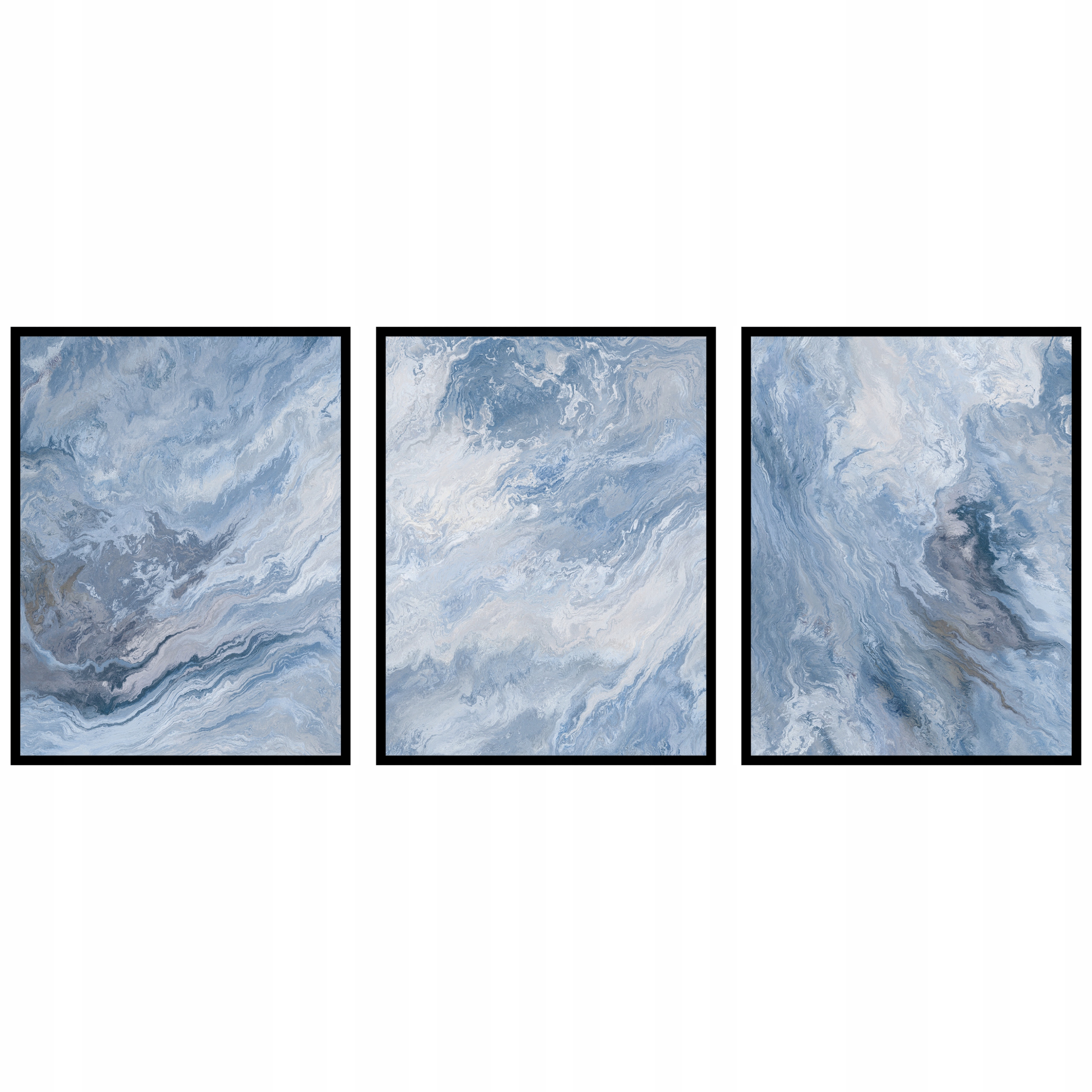 Plagáty modrá abstrakcia 3ks 60x90cm modré akvarelové farby