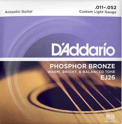 EJ26 Struny do gitary akustycznej 11-52 Fosfor brąz D'Addario
