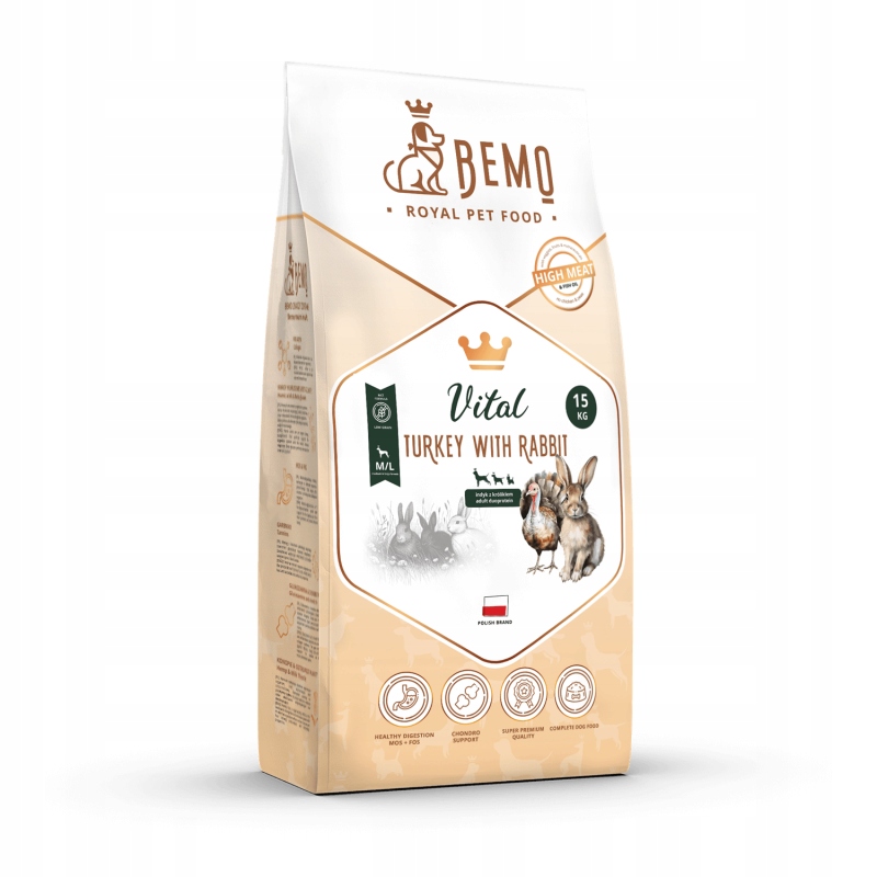 Bemo Vital Králík a Krůta probiotika pro imunitu a vitalitu M/L 15 kg
