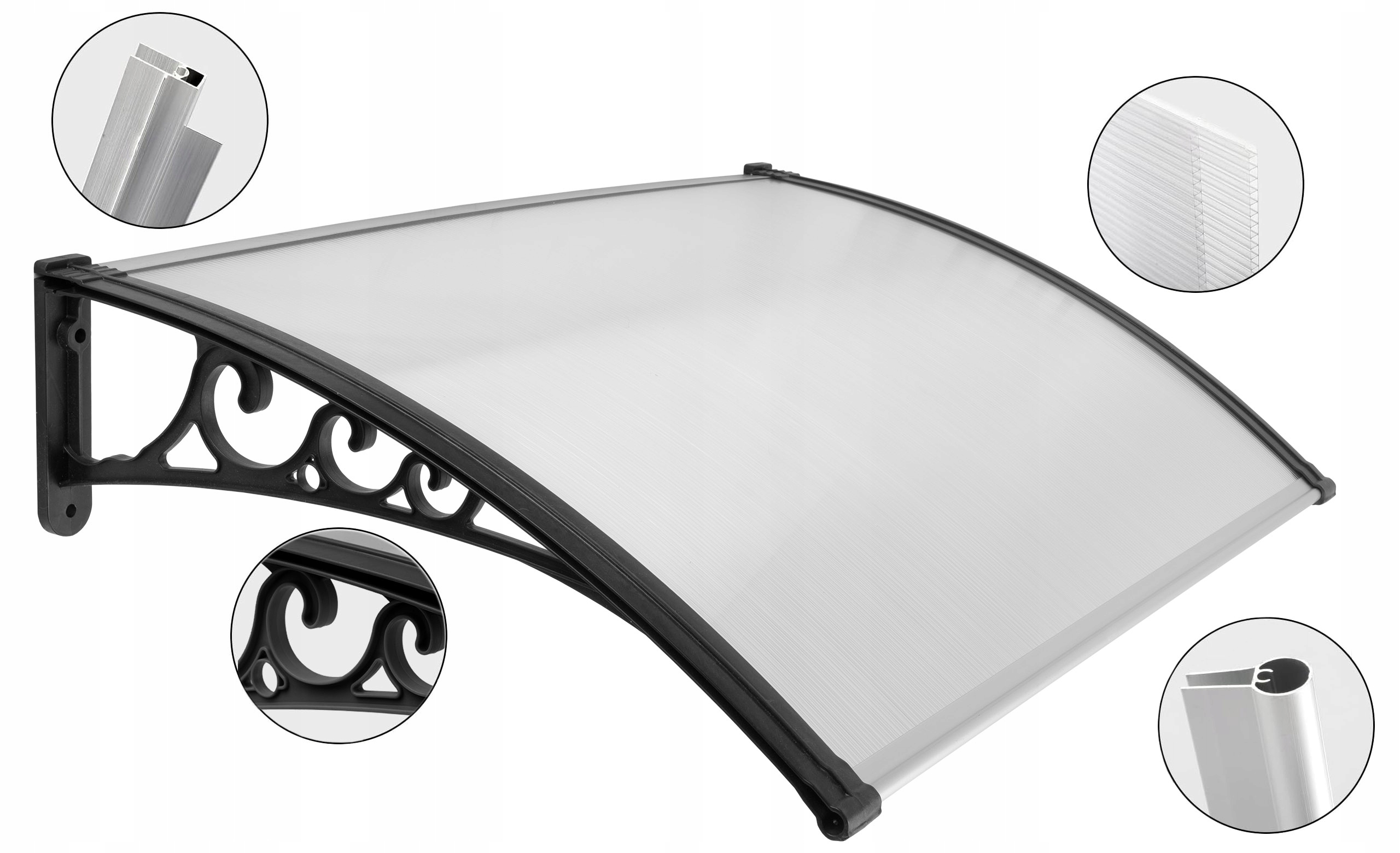 DASZEK ZADASZENIE NAD DRZWI WEJŚCIOWE KLIME POLIWĘGLAN 150X100 cm CZARNY Marka Gockowiak