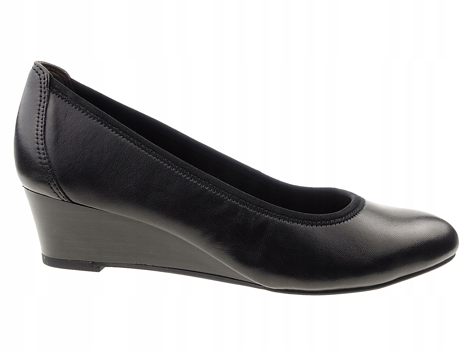 Tamaris czółenka koturny 22320 czarny, skóra 40