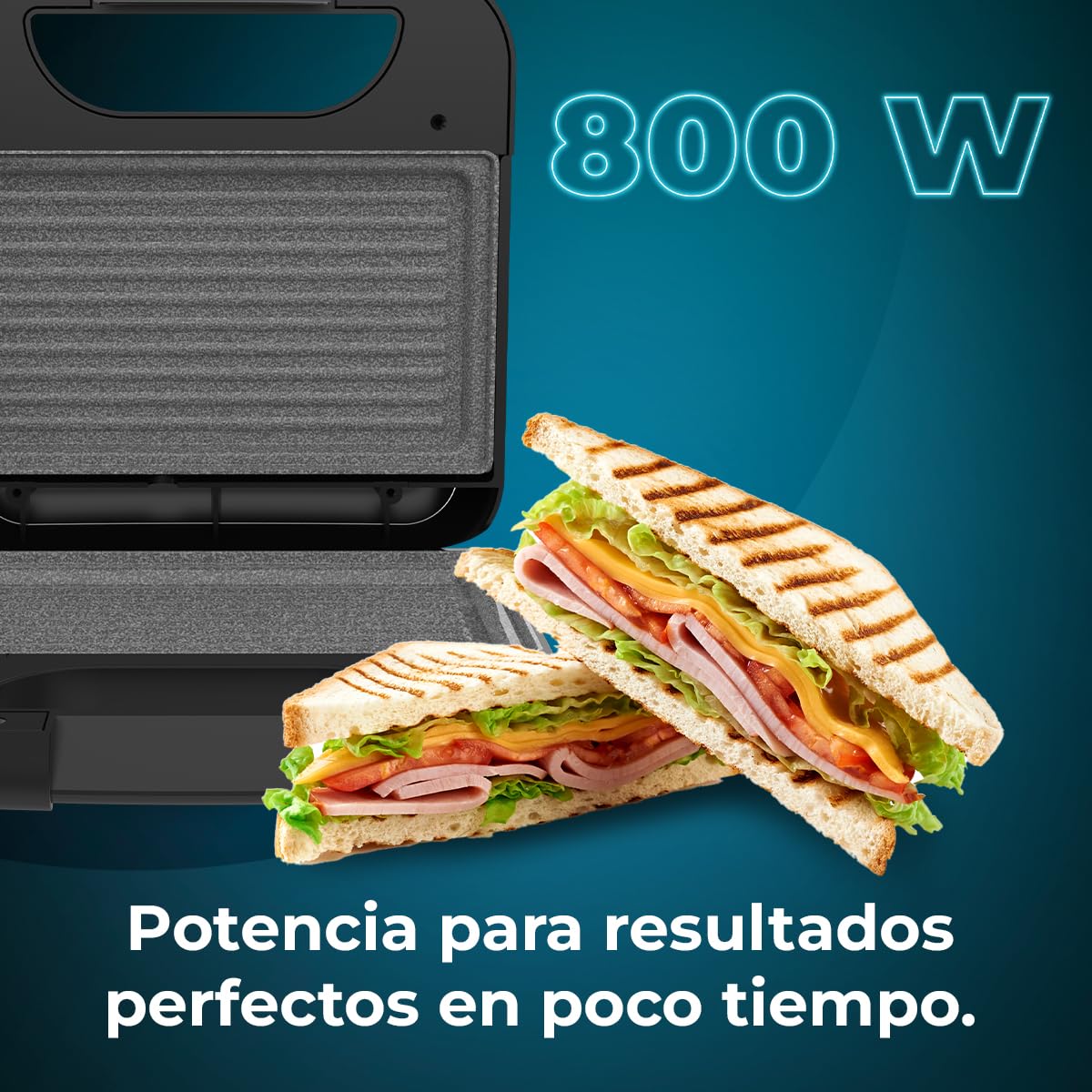 CECOTEC Rock'nToast 800W Sandwich Maker, Square RockStone Plates — miniatura 5