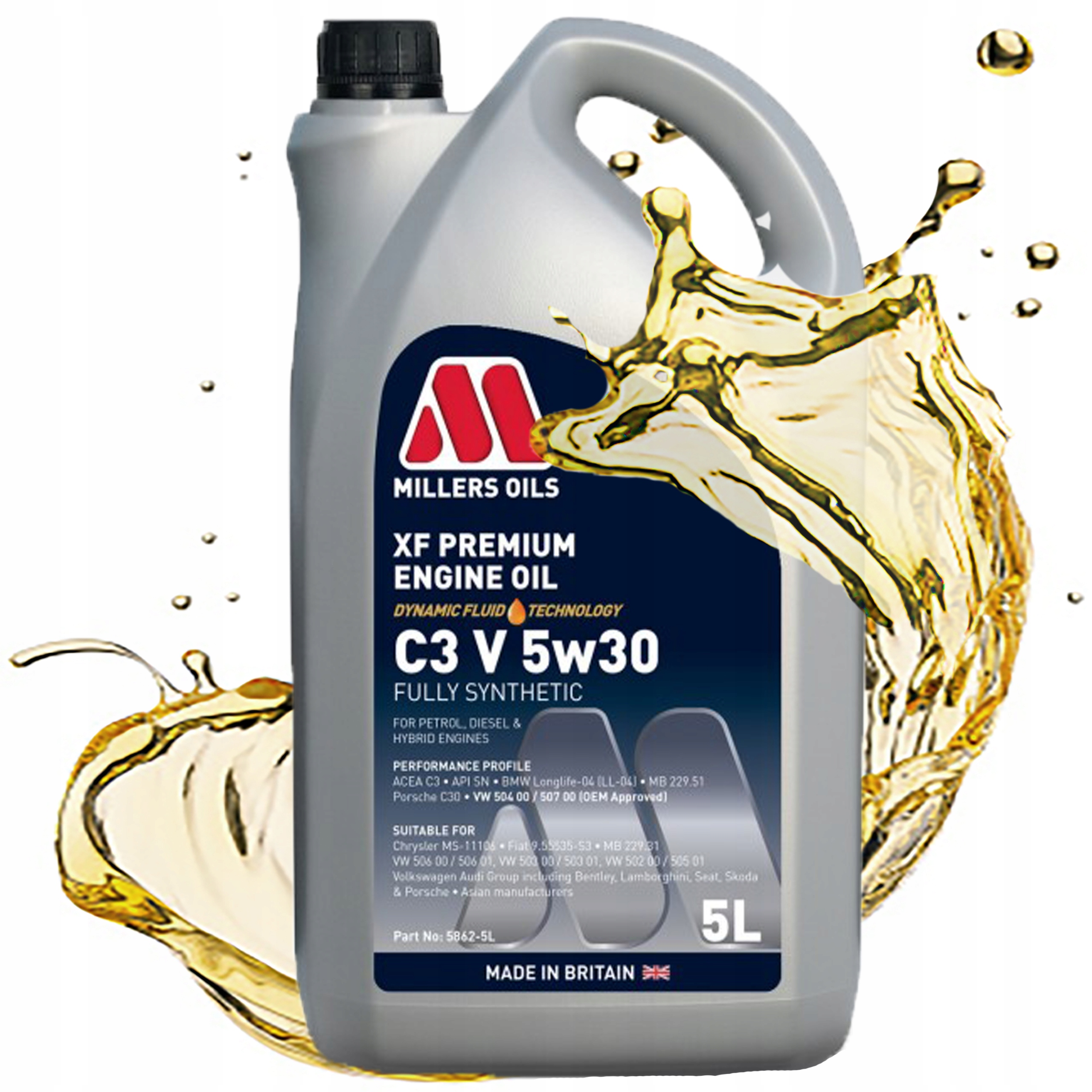 Syntetický Motorový Olej Millers Oils Xf Premium V Dft 5v30 504 507 5L