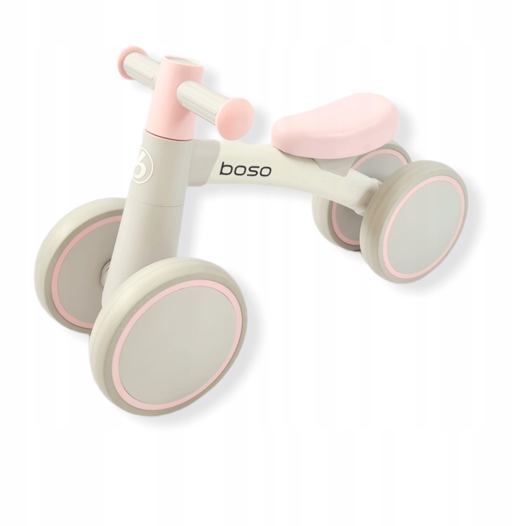 Rowerek biegowy na roczek jeździk pchacz rower Premium Mila szary różowy