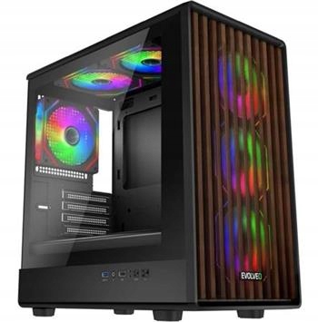 Evolveo Panthera, skříň mATX, 6x Argb ventilátor 120mm, dřevěný přední pane