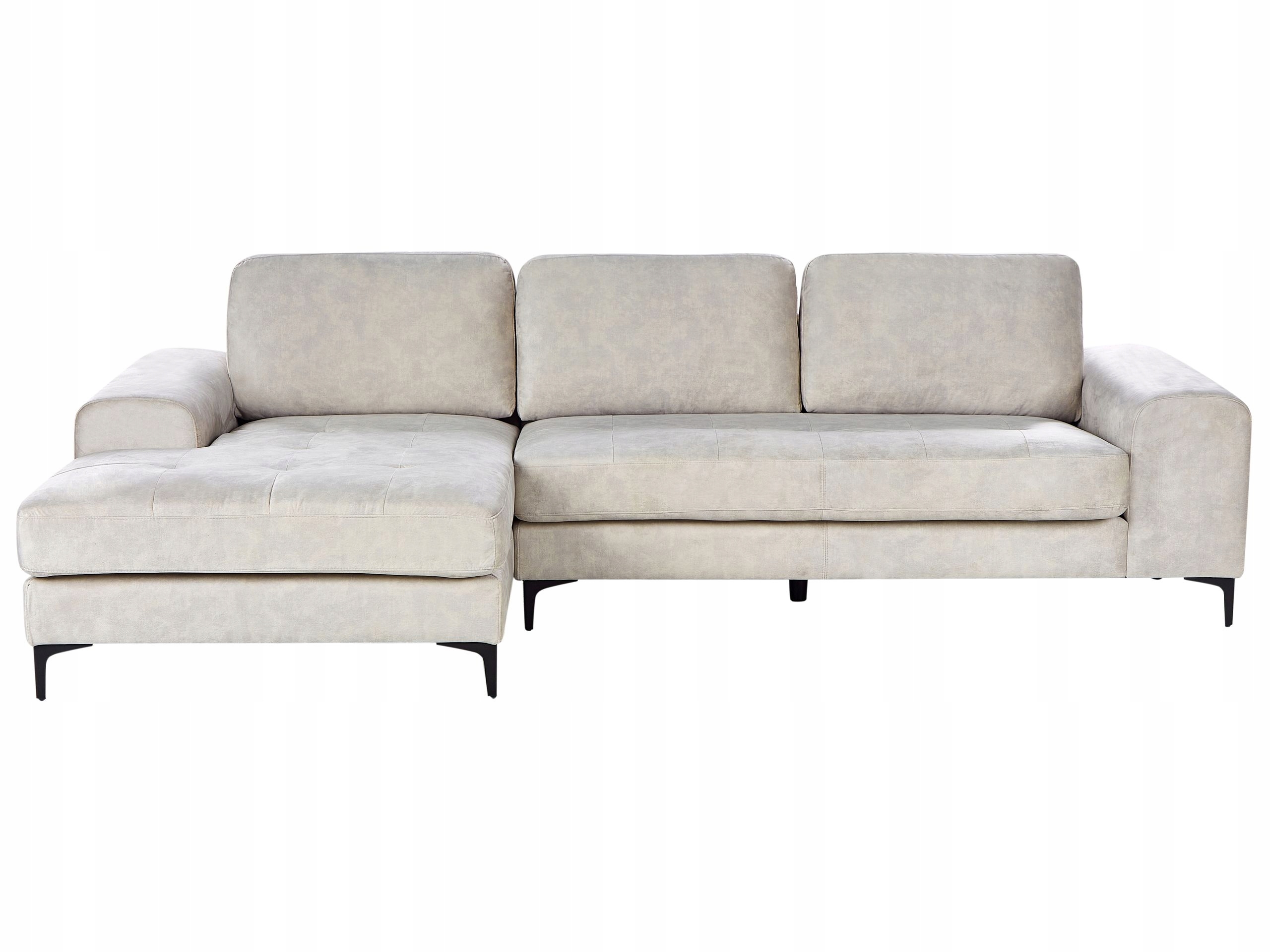 Narożnik sofa jasnobeżowy z szerokim siedziskiem