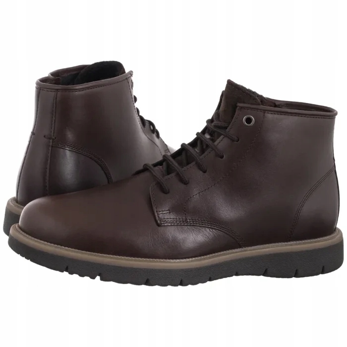 Kožené boty Pánské Kotníkové Boty Geox U Pove Dk Brown U56M7B Hnědé