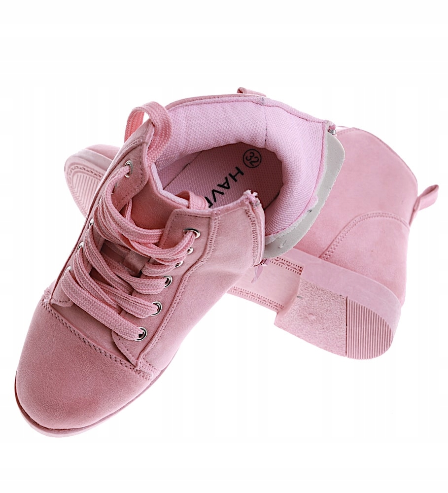 Botki dziewczęce różowe buty na jesień z suwakiem 16813 33 Materiał zamsz