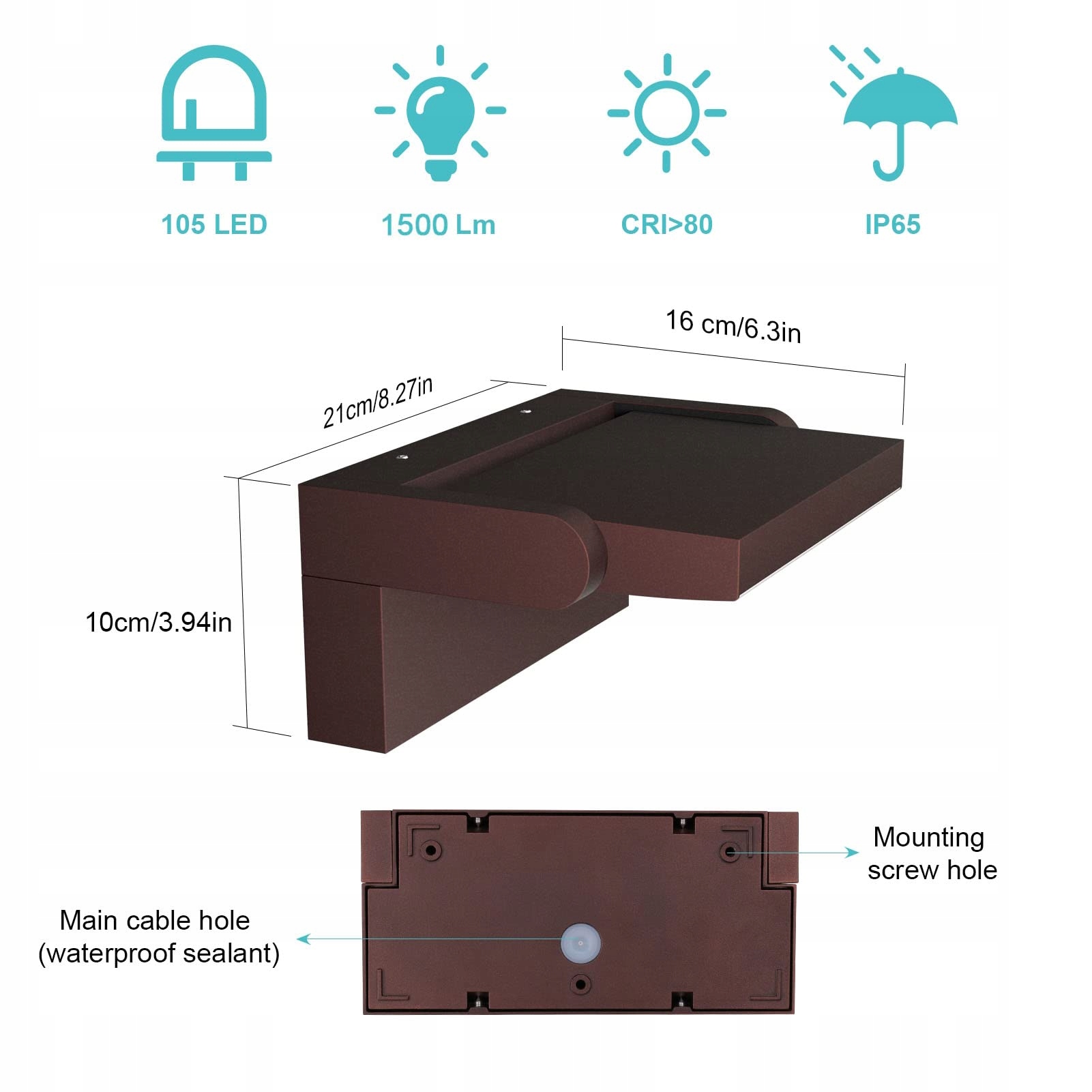 KLIGHTEN LED 24W Outdoor Wall Lamp, App Dimmable, IP65 — miniatura 7