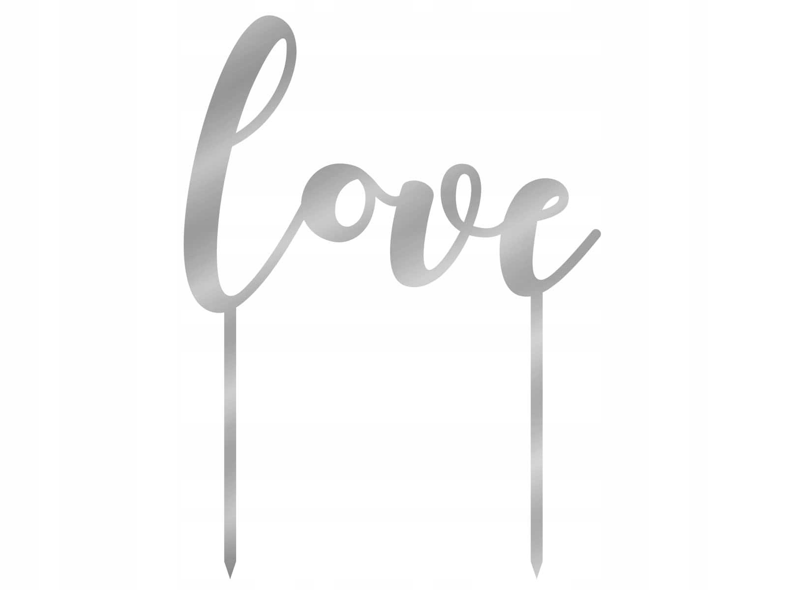 

Topper na tort Love lustrzany 1szt Wesele
