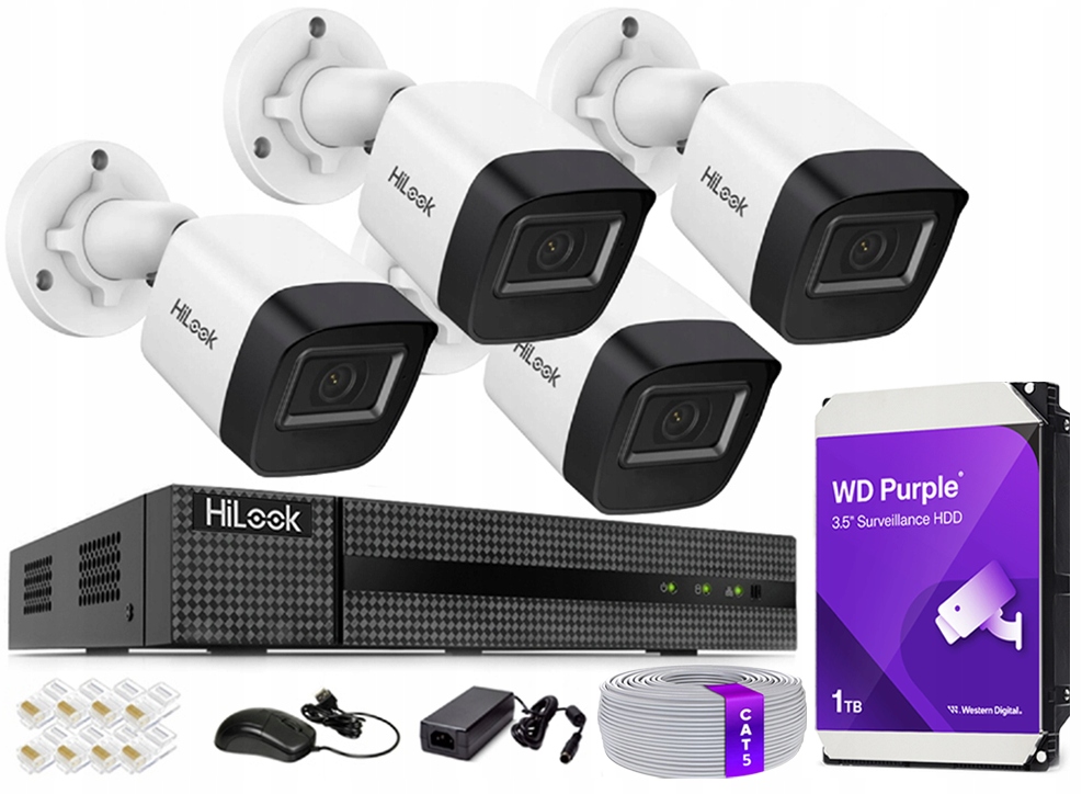 Sada Monitorování Poe 4 Kamery 4MPx IR20m Hilook od Hikvision Náhled 24/7