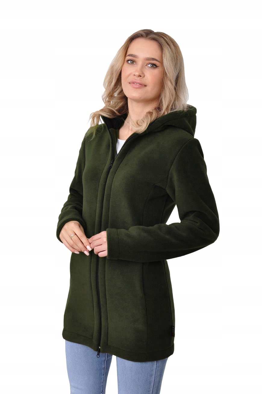 Teplý Dámská Fleecová Mikina Dlouhý Tmavá Oliva 360 g/m2 Polský Výrobek 2XL