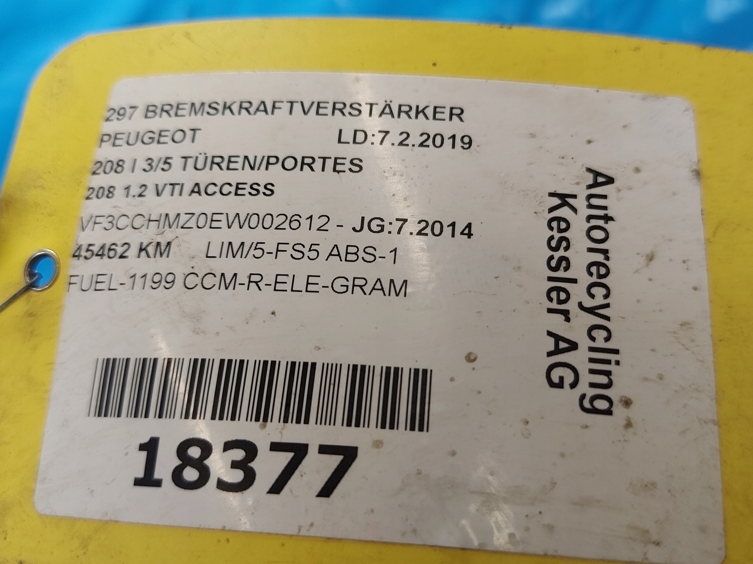 servo Pompa PEUGEOT 208 9805058180 1.2 VTI