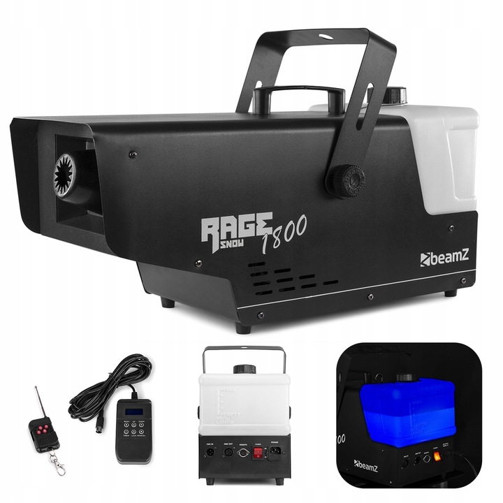 Maszyna do śniegu z pilotem BeamZ Rage 1800 Mocna wytwornica śniegu