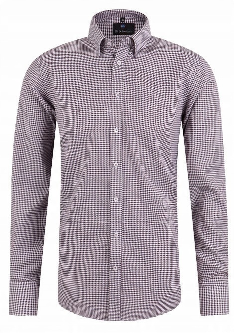 

Bordowa koszula męska Bilabo slim fit w pepitkę 40