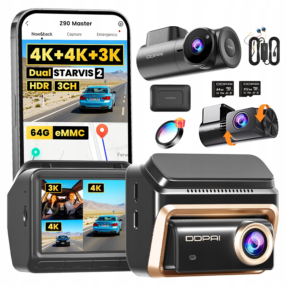 Videorekordér Ddpai Z90 Master Kamera 4K MINI3X Zadní Modul 4G Sada