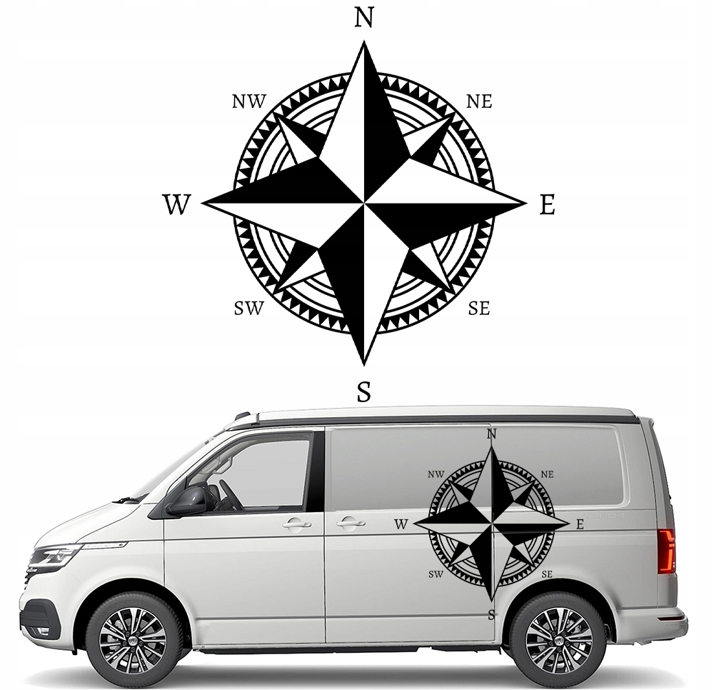 Nálepka Grafika na karavan a karavan Kompas Růže Větrů 91x90