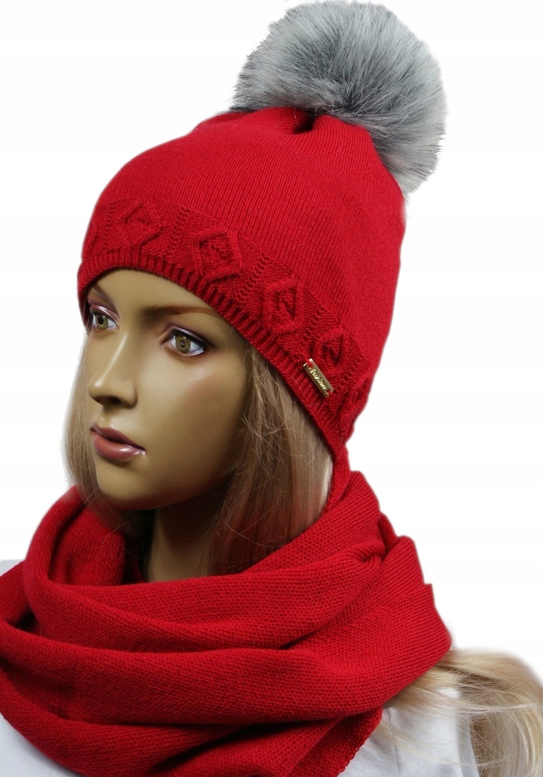 

Mg#komplet Czapka Komin pompon 33