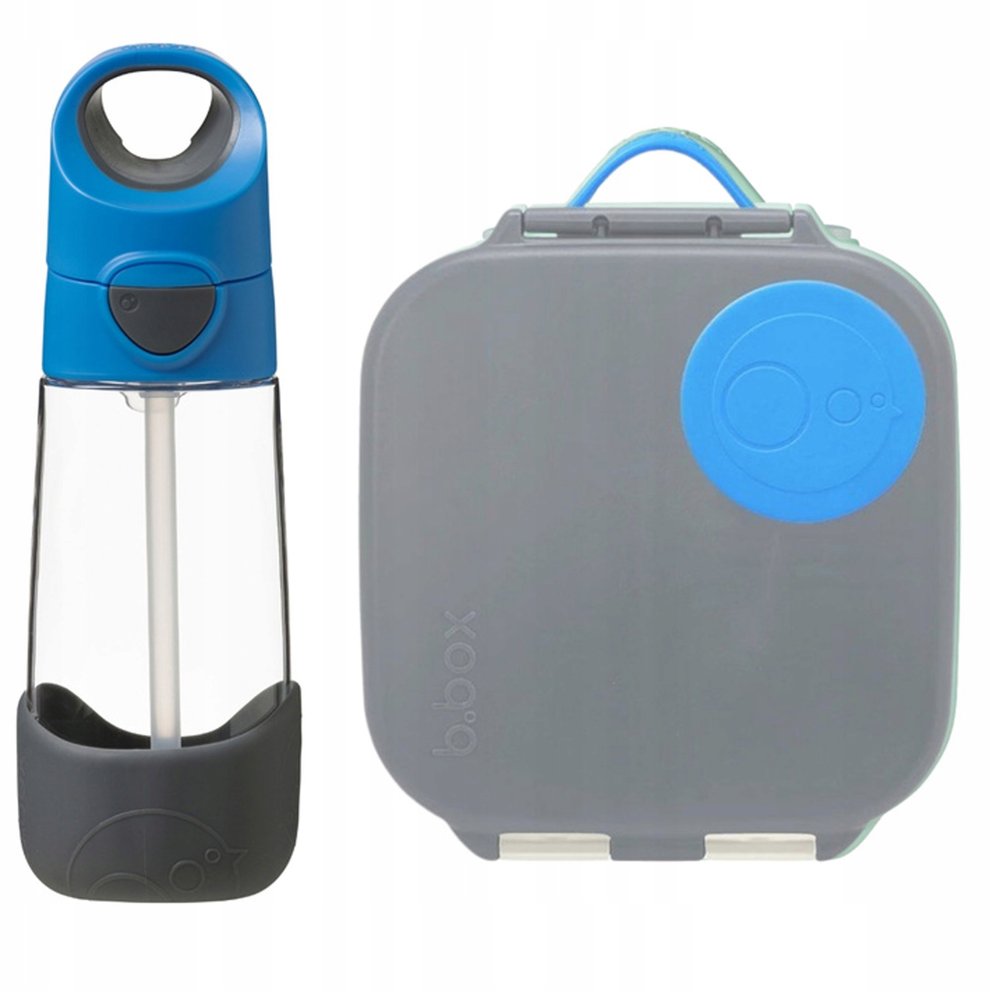 Zestaw B.Box Blue Slate mini lunchbox butelka tritanowa ze słomką 450 ml