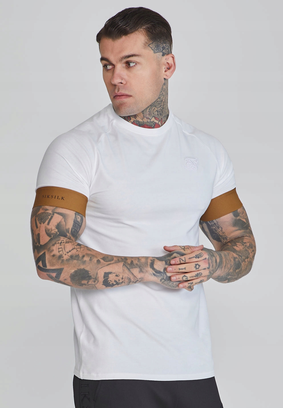 Siksilk Pánské tričko bílé SS-26572 tričko Tech tričko velikost XL