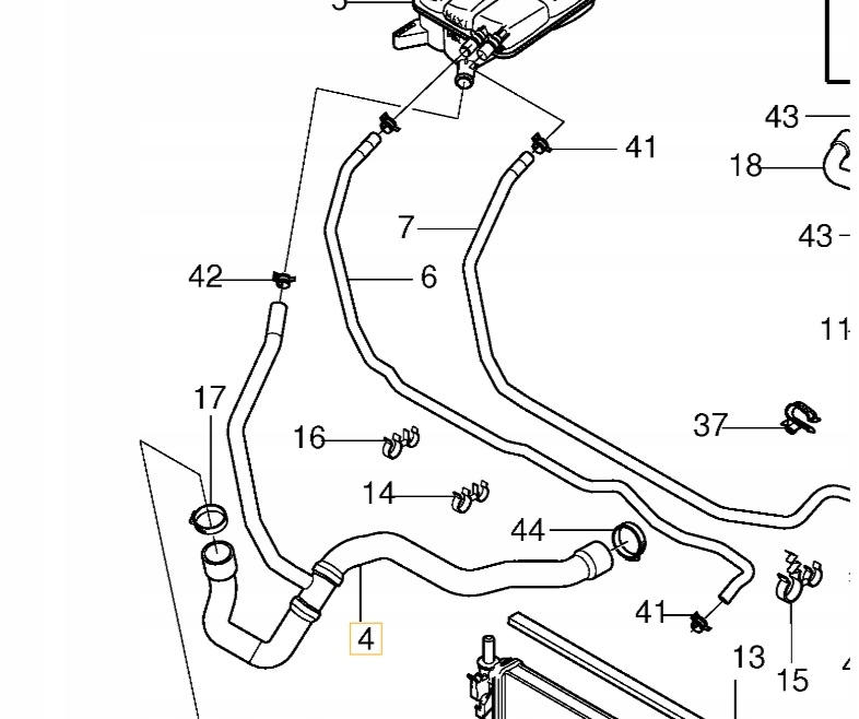 Volvo S40 V50 pravý kabel chladiče 2,0D 30680488