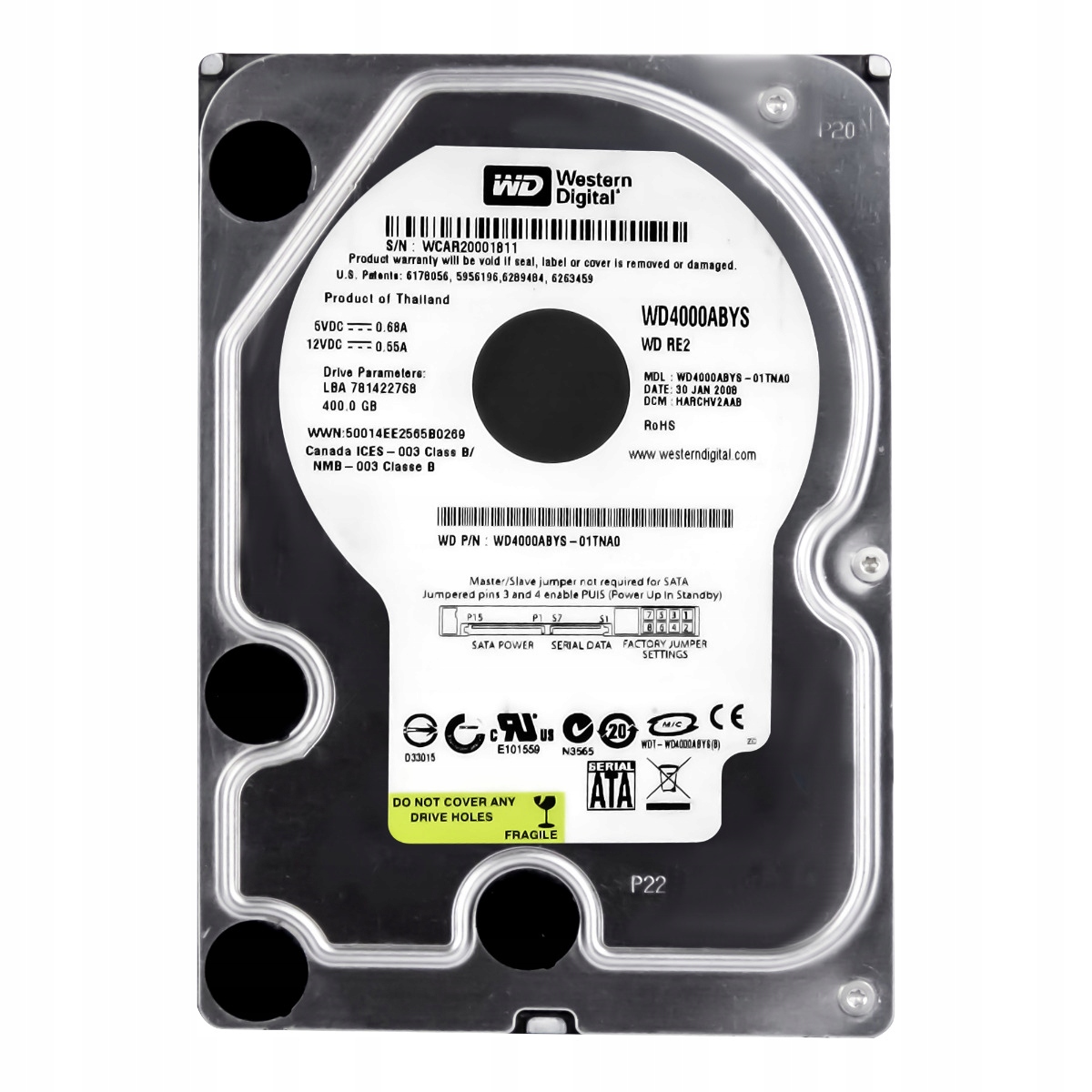 Wd RE2 400GB 7.2K 16MB Sata II 3.5'' WD4000ABYS