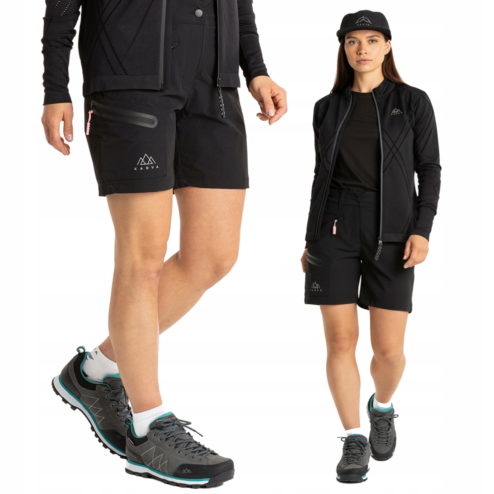 Spodenki damskie Kadva Reto Wmns czarny Zamki Sbs Dopasowanie Regular Fit