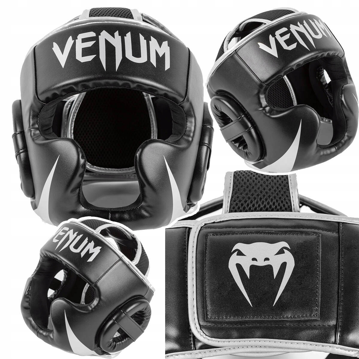 Kask bokserski treningowy Venum Challenger Czarno/Srebrny r. Uniwersalny
