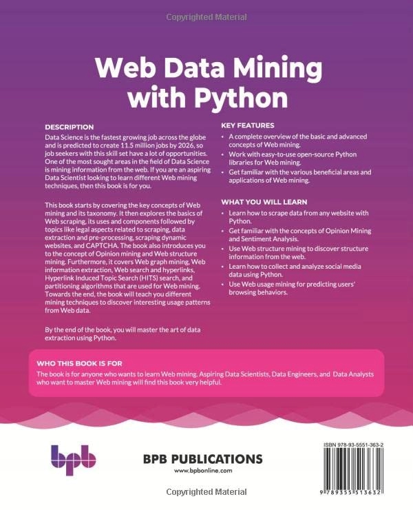 Srivastava, Dr. Meenakshi Web Data Mining with Python: Discover and extract Język publikacji angielski